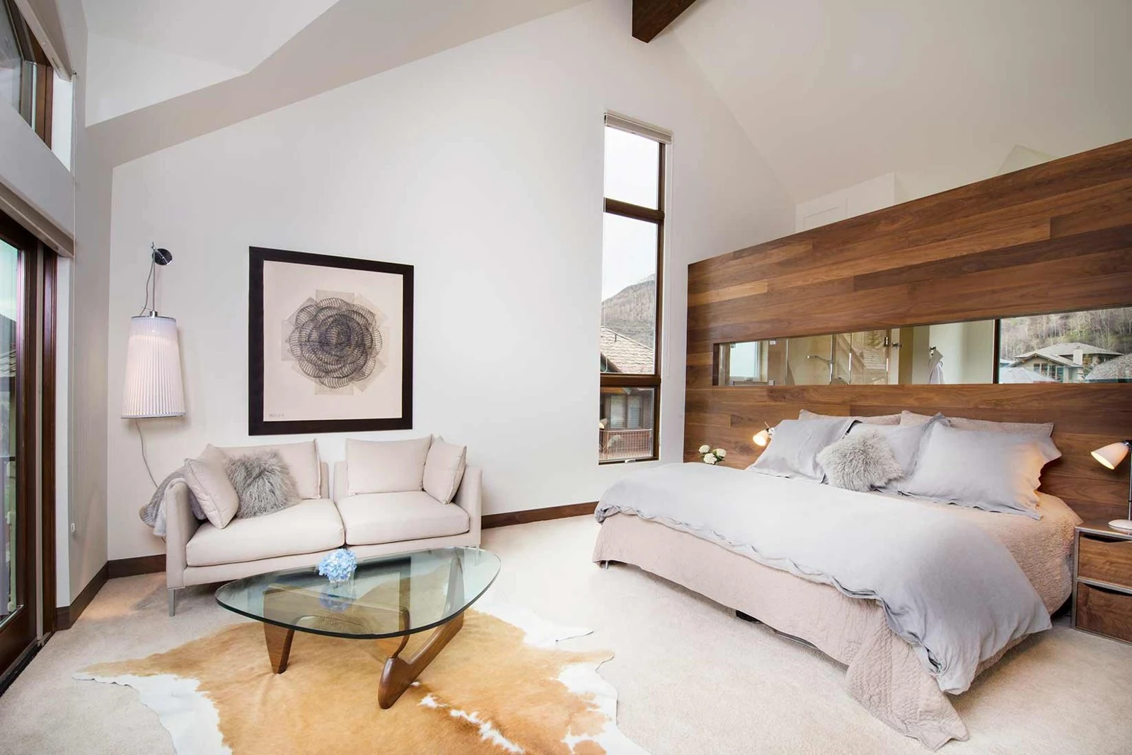 Bedroom with wood ceiling details