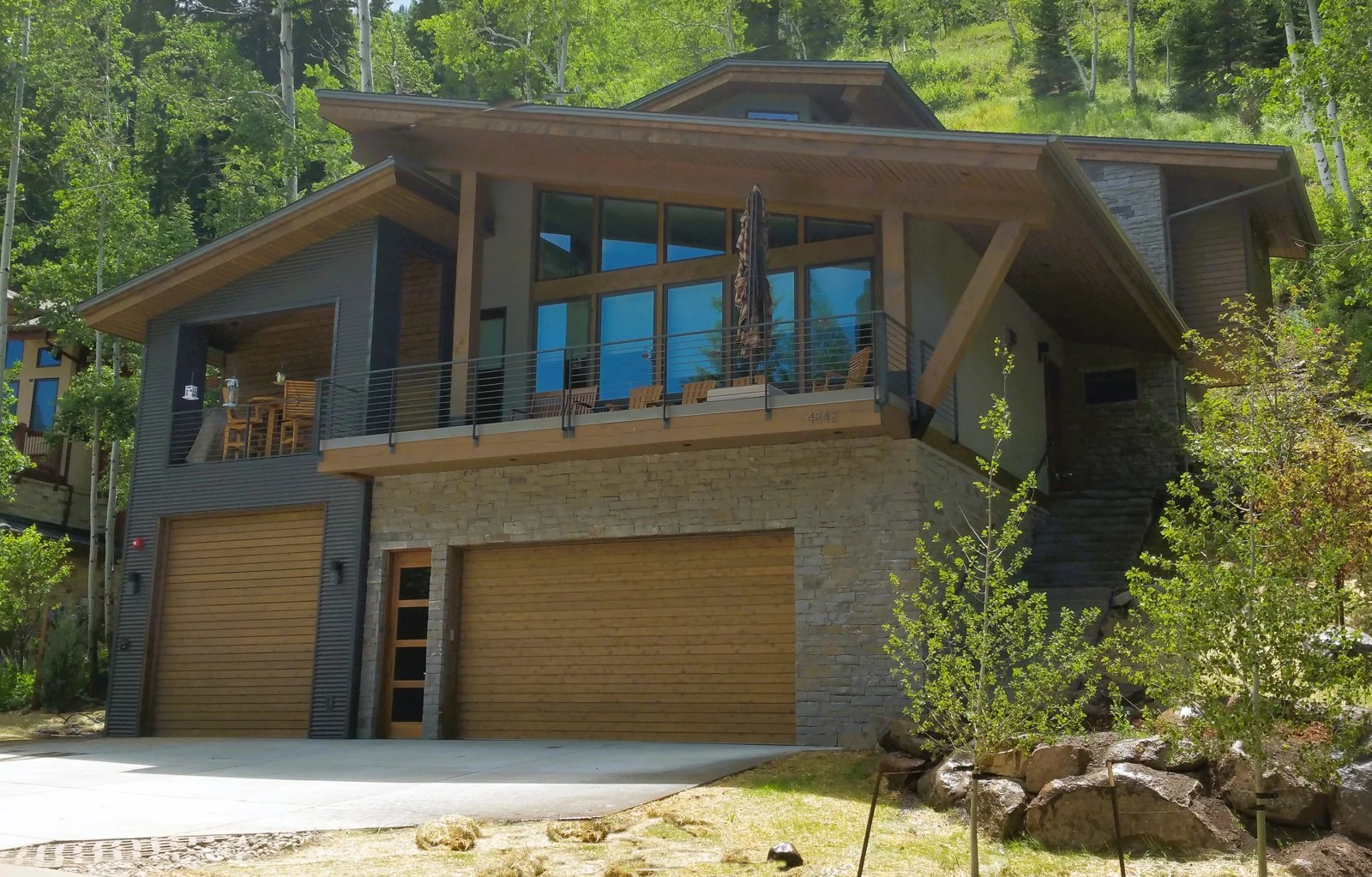 House exterior framed by trees